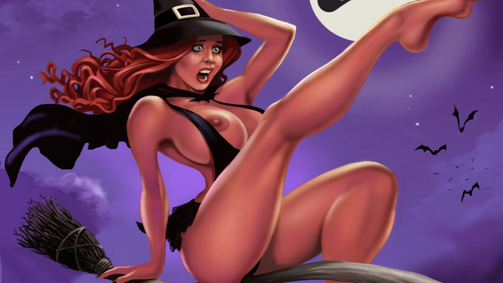 Erotic cosplay of a witch