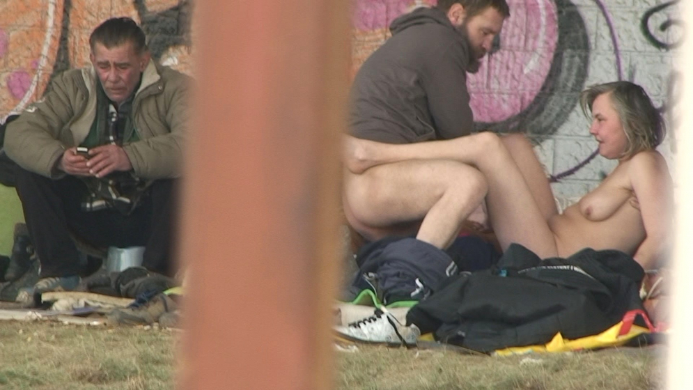 Homeless Homeless Woman Bum Lady Masturbates in Public Homeless Homeless Under Skirt No Panties